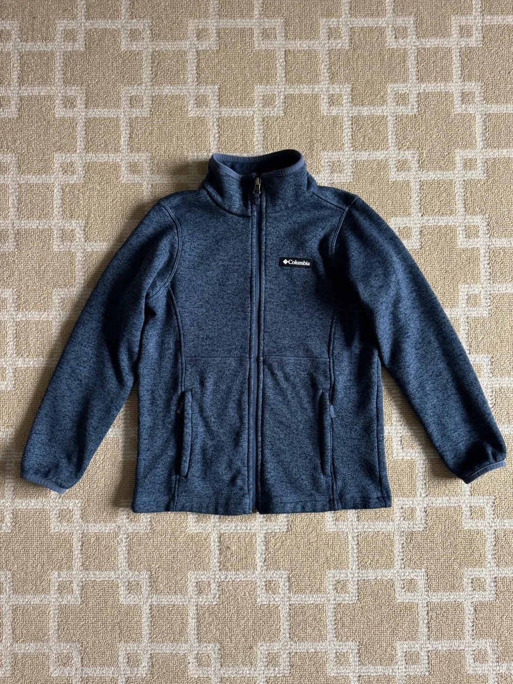 Columbia Better Sweater Style Fleece Jacket Heathered Navy Kids Medium 10/12